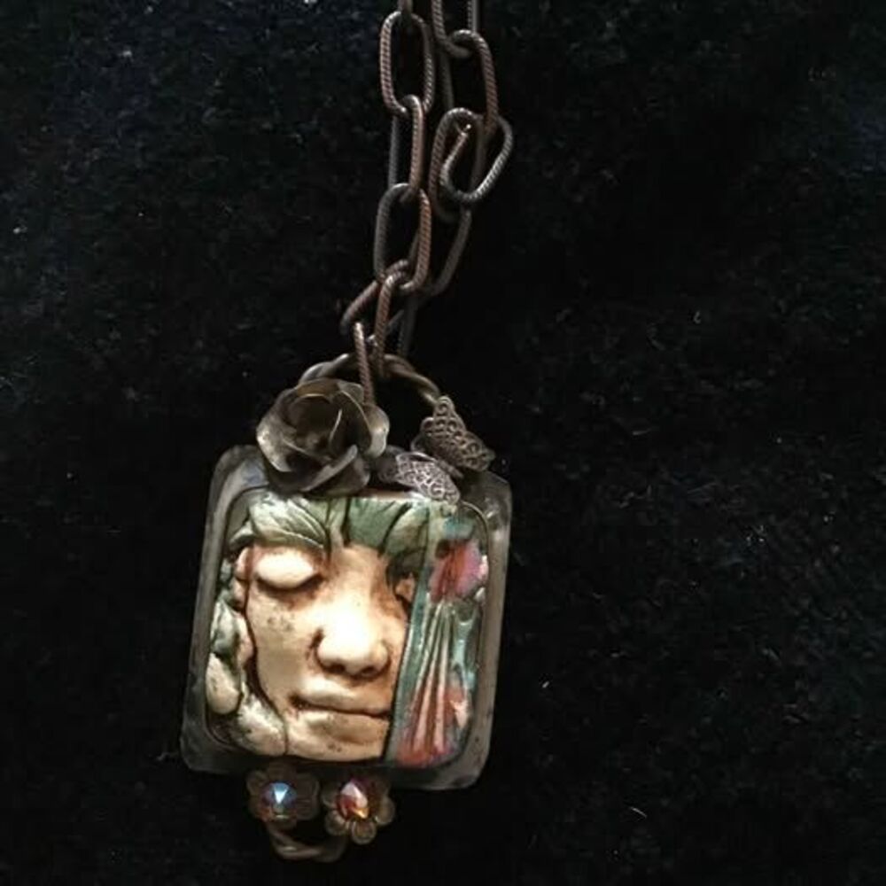 Angelic Whimsey Face Pendant Necklace